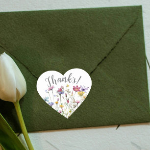 Waterverf wilde bloemen vrouwelijk hart sticker