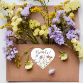 Waterverf wilde bloemen vrouwelijk hart sticker