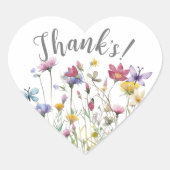 Waterverf wilde bloemen vrouwelijk hart sticker (Voorkant)