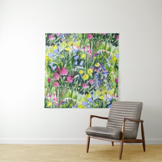 Waterverf wilde bloemen wandkleed (In situ)
