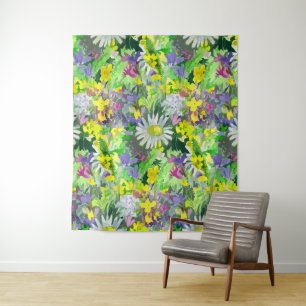 Waterverf wilde bloemen wandkleed