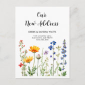 Waterverf wilde bloemen | We zijn verhuisd van ver Aankondigingskaart (Voorkant)