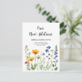 Waterverf wilde bloemen | We zijn verhuisd van ver Aankondigingskaart (Staand voorkant)