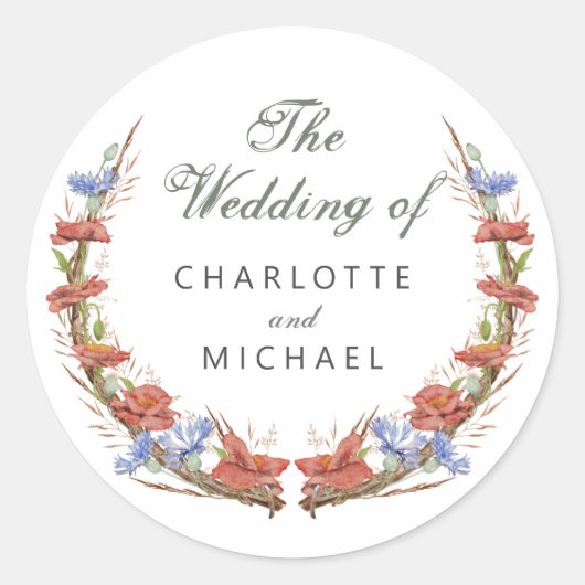 Waterverf wilde bloemen Weddenschap Envelope Seal Ronde Sticker (Voorkant)