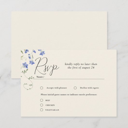 Waterverf wilde bloemen weide Wedding RSVP Kaarten (Voorkant / Achterkant)