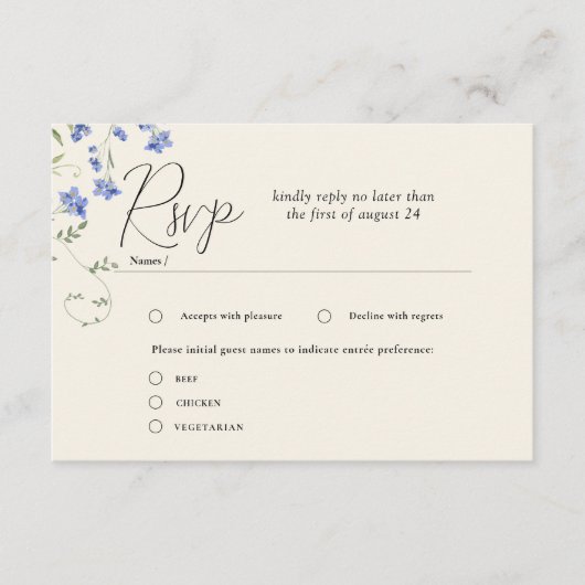 Waterverf wilde bloemen weide Wedding RSVP Kaarten (Voorkant)