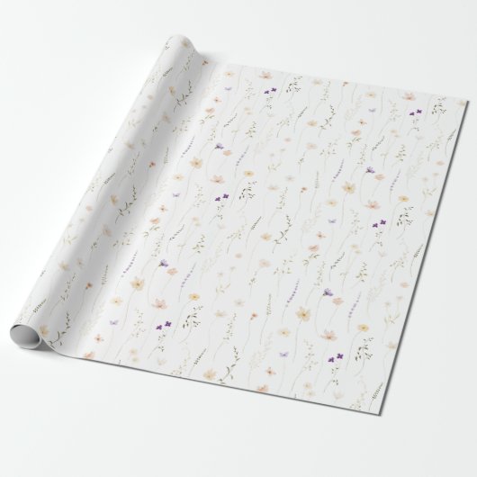 Waterverf wilde bloemen, weidebloemen cadeaupapier (Uitgerold)