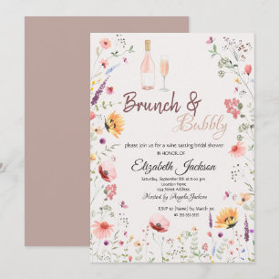 Waterverf Wilde Bloemen Wijn Bruidsdiner  Kaart