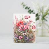 Waterverf Wilde Bloemen Zomerweide  Briefkaart (Staand voorkant)