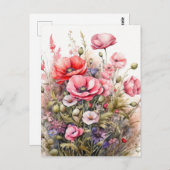 Waterverf Wilde Bloemen Zomerweide  Briefkaart (Voorkant / Achterkant)
