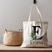 Waterverf wilde bloemen zwarte letter tote bag