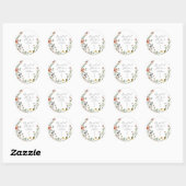 Waterverf Wilde Bloemenkrans Script Bruidsdouche Ronde Sticker (Vel)