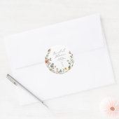 Waterverf Wilde Bloemenkrans Script Bruidsdouche Ronde Sticker (Envelop)