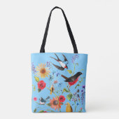 Waterverf wilde bloemenvogels tote bag (Achterkant)