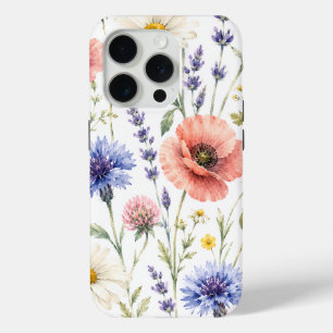 Waterverf Wilde Bloemenweide Bloemig iPhone 15 Pro Case