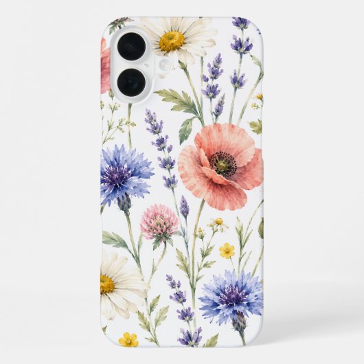 Waterverf Wilde Bloemenweide Bloemig iPhone Hoesje (Achterkant)