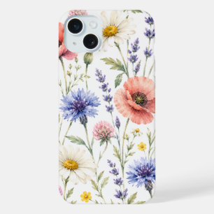 Waterverf Wilde Bloemenweide Bloemig iPhone 15 Plus Case