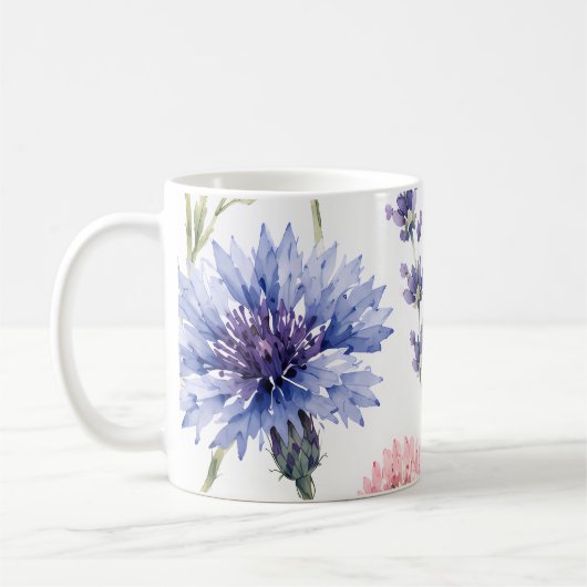 Waterverf Wilde Bloemenweide Bloemig Koffiemok (Links)