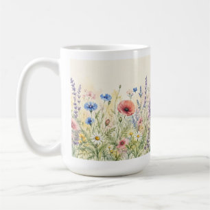 Waterverf Wilde Bloemenweide Bloemig Koffiemok