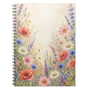 Waterverf Wilde Bloemenweide Cottage Tuin Notitieboek
