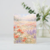 Waterverf Wilde Bloemenweide Scene Briefkaart (Staand voorkant)