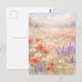 Waterverf Wilde Bloemenweide Scene Briefkaart (Voorkant / Achterkant)