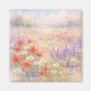 Waterverf Wilde Bloemenweide Scène Magneet