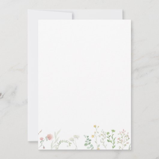 Waterverf Wilde Bloemgrens Uitnodiging (Achterkant)