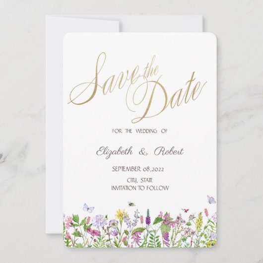 Waterverf Wilde bloemknoppen Save The Date (Voorkant)