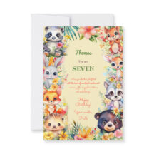 Waterverf Wilde bosdieren kinder Happy Birthday