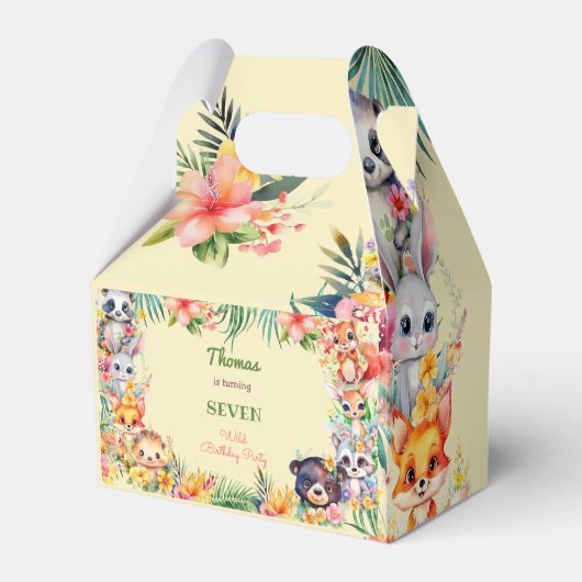 Waterverf Wilde bosdieren kinderen verjaardag Bedankdoosjes (Achterkant)