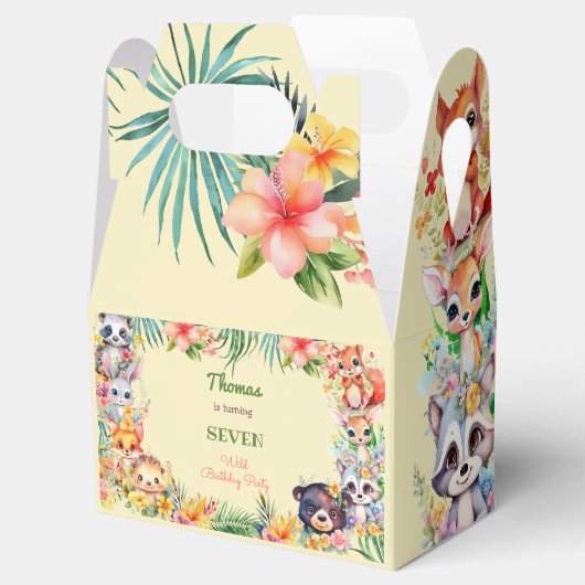 Waterverf Wilde bosdieren kinderen verjaardag Bedankdoosjes (Geopend)