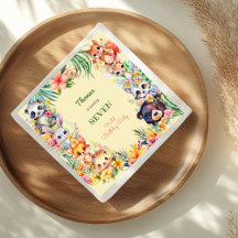 Waterverf Wilde bosdieren kinderen verjaardag