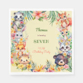 Waterverf Wilde bosdieren kinderen verjaardag Servet (Voorkant)