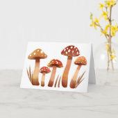 Waterverf Wilde Bospaddenstoelen in het gras Kaart (Gele Bloem)