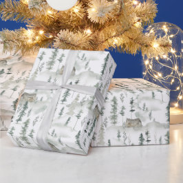 Waterverf wilde dennenpatroon cadeaupapier