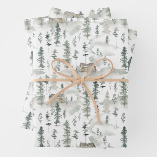 Waterverf wilde dennenpatroon inpakpapier vel (In situ)