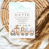 Waterverf wilde dieren 1e verjaardag kaart