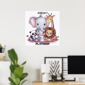 Waterverf wilde dieren familie#6 poster (Thuiskantoor)