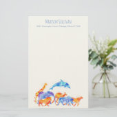 Waterverf wilde dieren rennen samen briefpapier (Staand voorkant)