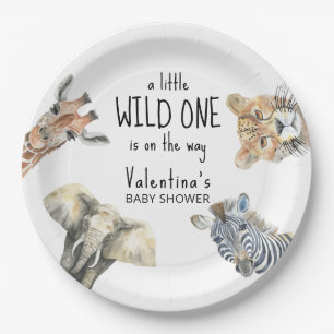 Waterverf Wilde Dieren Safari Baby Borrel Papieren Bordje