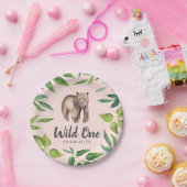 Waterverf wilde een Beer eerste verjaardag | bloze Papieren Bordje (Feest)