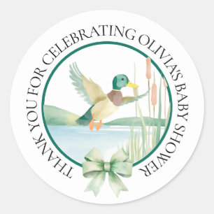 Waterverf Wilde Eend Baby Shower Sticker