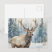 Waterverf Wilde Eland in de Winter Briefkaart (Voorkant / Achterkant)