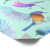 Waterverf Wilde exotische vogelpatroongebeurtenis  Poster (Hoek)