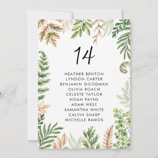 Waterverf Wilde Foliage Wedding Kaart (Achterkant)