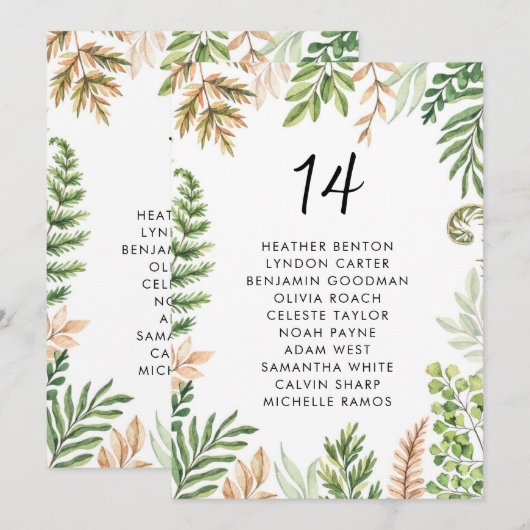 Waterverf Wilde Foliage Wedding Kaart (Voorkant / Achterkant)