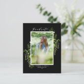 Waterverf Wilde Groene Blad Black Afstuderen Briefkaart (Staand voorkant)