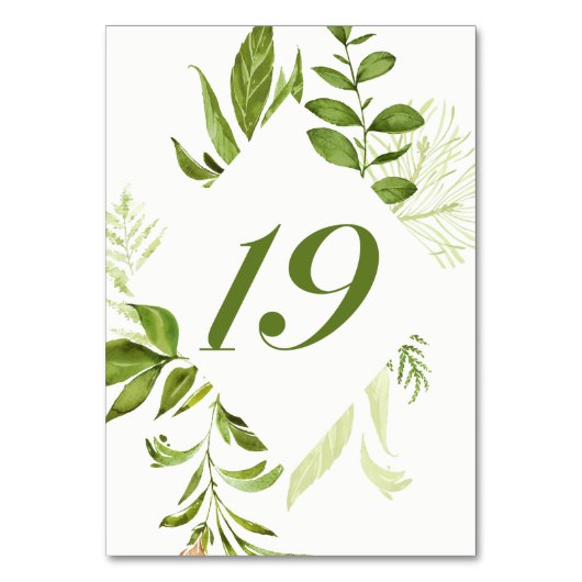 Waterverf Wilde Groene Bladerige Tafel Nummer 19 K Kaart (Achterkant)