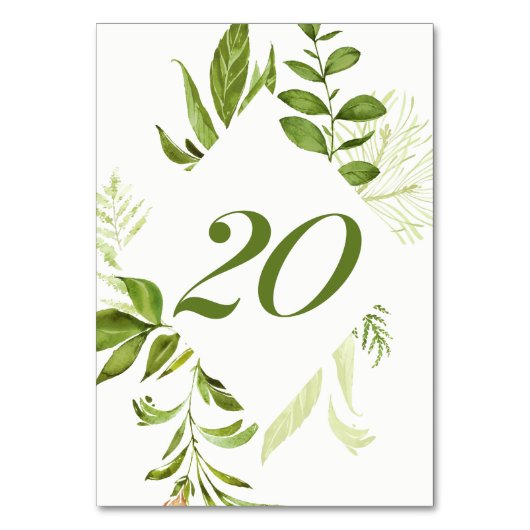 Waterverf Wilde Groene Bladerige Tafel Nummer 20 K Kaart (Achterkant)